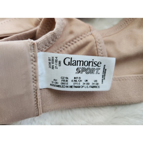 Glamorise Sport 34DD Full Figure No-Bounce Camisole Wireless Beige Bra Style - Picture 7 of 7